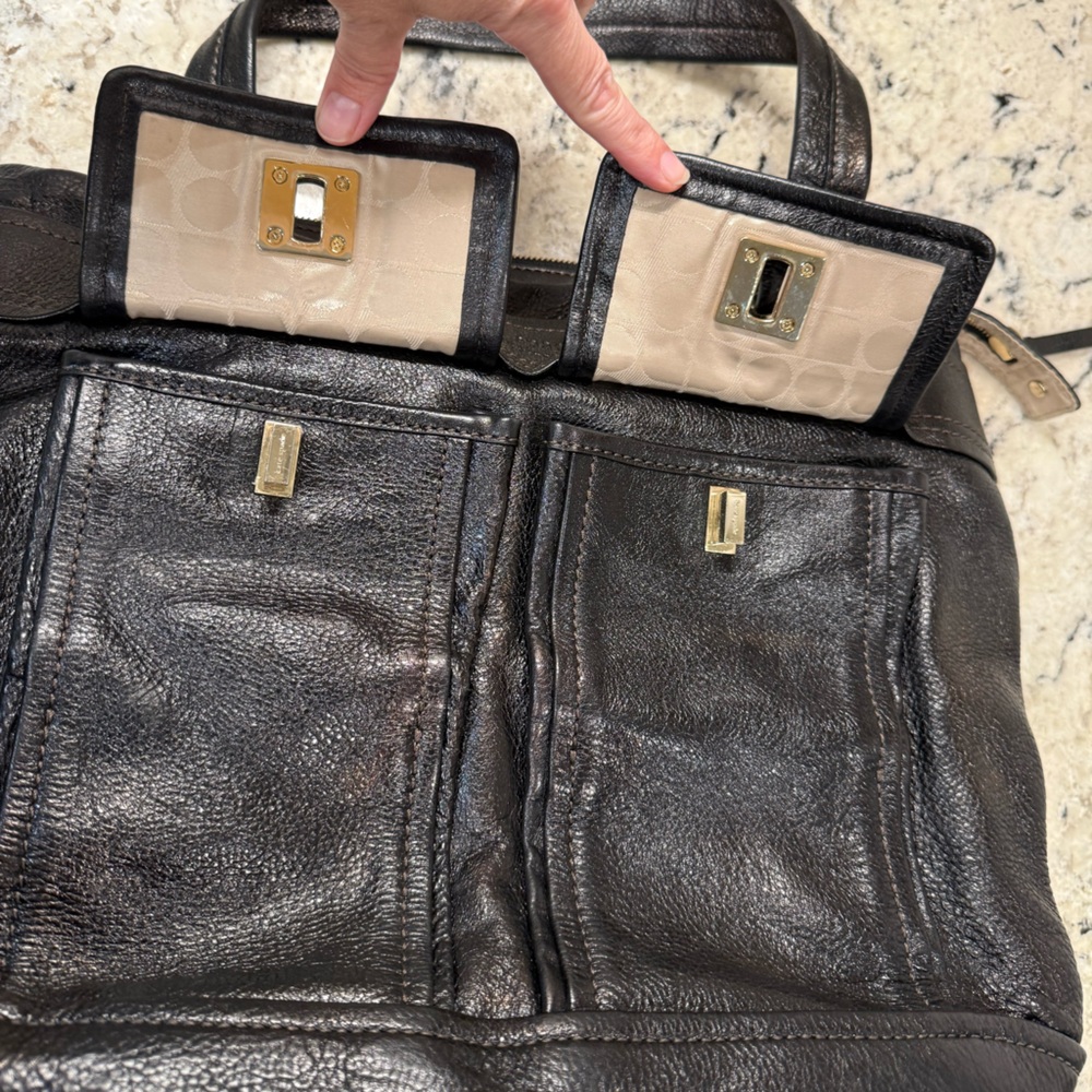 Kate Spade EUC Vintage Bronzed Black Leather Shoulder Bag - Picture 6 of 10